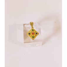 Ασημένιο επίχρυσο βυζαντινό μενταγιόν με ζιργκον (SN245)